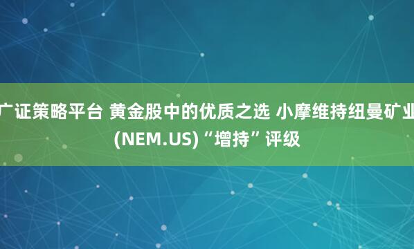广证策略平台 黄金股中的优质之选 小摩维持纽曼矿业(NEM.US)“增持”评级
